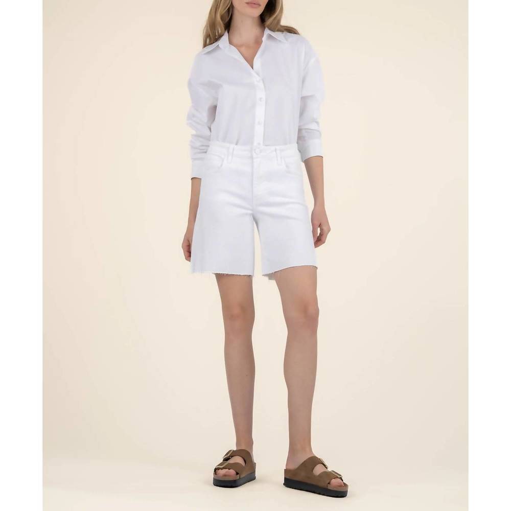 NEW KUT FROM THE KLOTH hailey high rise bermuda shorts in optic white